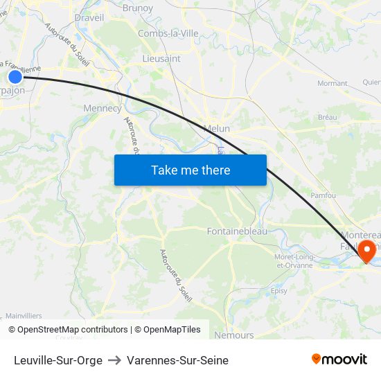 Leuville-Sur-Orge to Varennes-Sur-Seine map