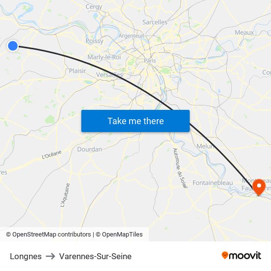 Longnes to Varennes-Sur-Seine map