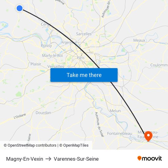 Magny-En-Vexin to Varennes-Sur-Seine map