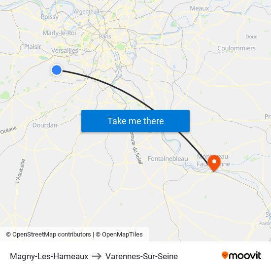 Magny-Les-Hameaux to Varennes-Sur-Seine map