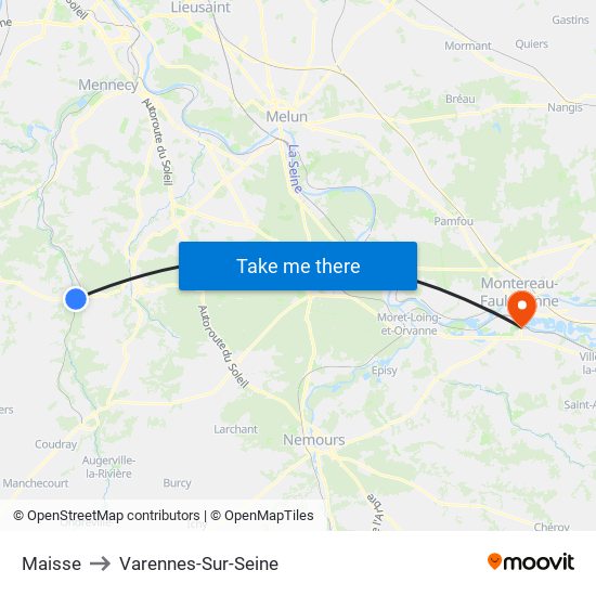 Maisse to Varennes-Sur-Seine map