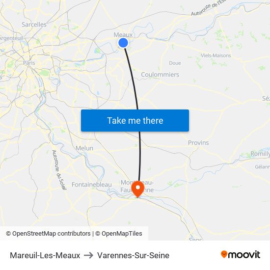 Mareuil-Les-Meaux to Varennes-Sur-Seine map