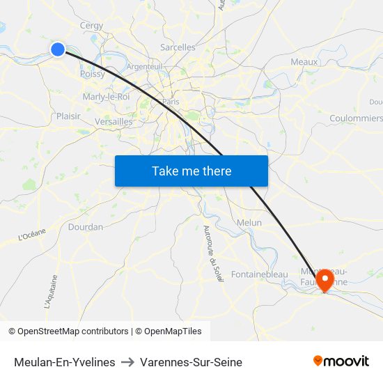 Meulan-En-Yvelines to Varennes-Sur-Seine map