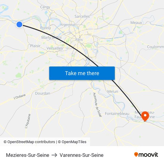 Mezieres-Sur-Seine to Varennes-Sur-Seine map