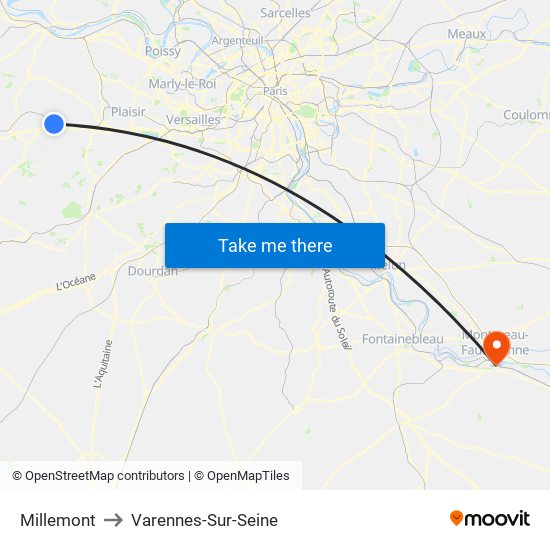 Millemont to Varennes-Sur-Seine map