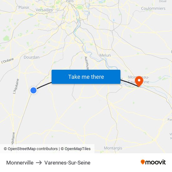 Monnerville to Varennes-Sur-Seine map