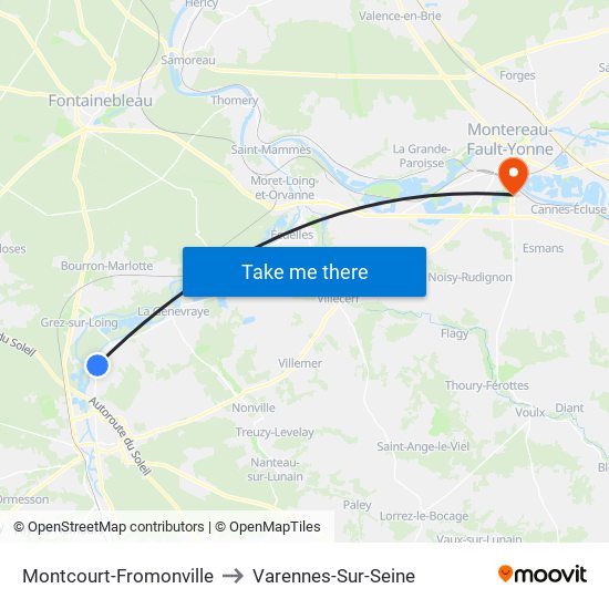 Montcourt-Fromonville to Varennes-Sur-Seine map