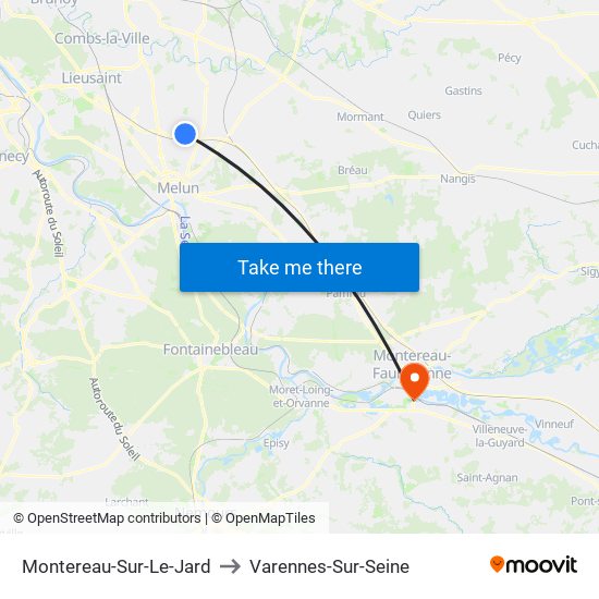 Montereau-Sur-Le-Jard to Varennes-Sur-Seine map