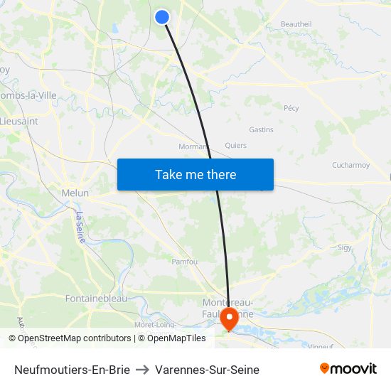 Neufmoutiers-En-Brie to Varennes-Sur-Seine map