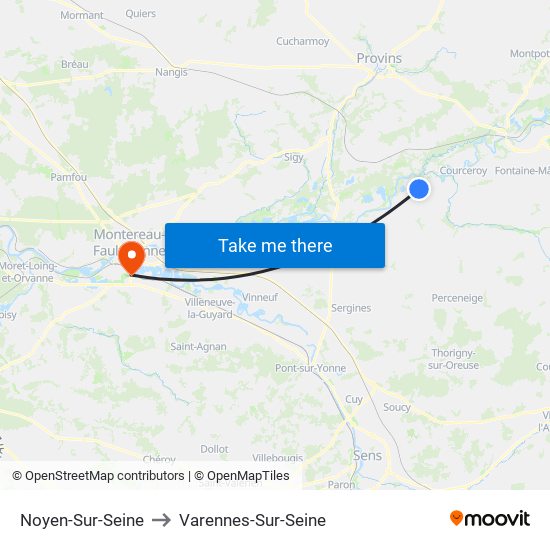Noyen-Sur-Seine to Varennes-Sur-Seine map