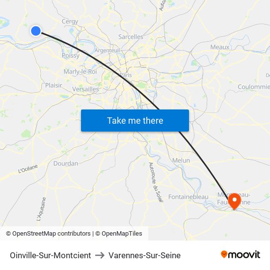 Oinville-Sur-Montcient to Varennes-Sur-Seine map
