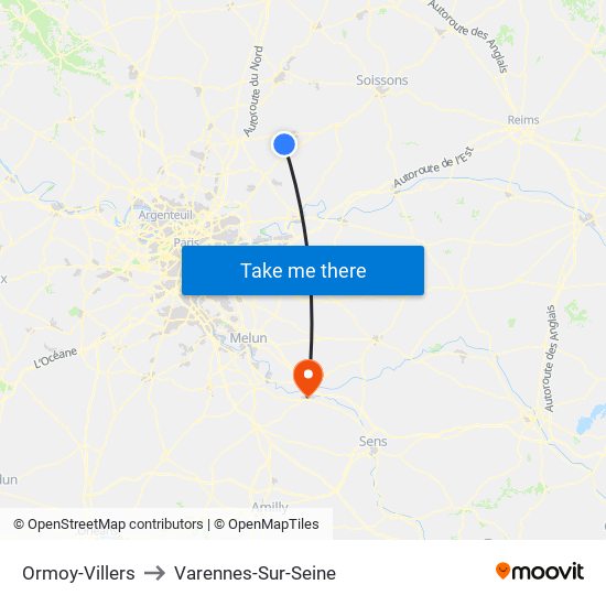 Ormoy-Villers to Varennes-Sur-Seine map