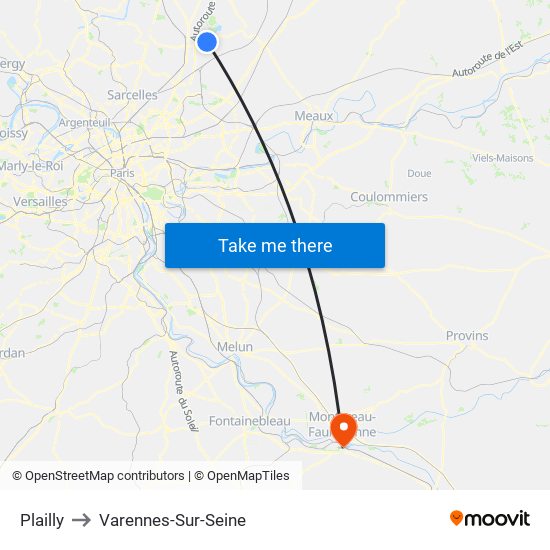 Plailly to Varennes-Sur-Seine map