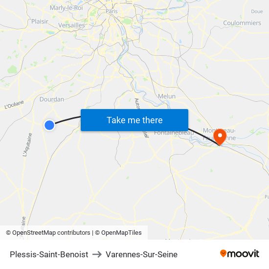 Plessis-Saint-Benoist to Varennes-Sur-Seine map
