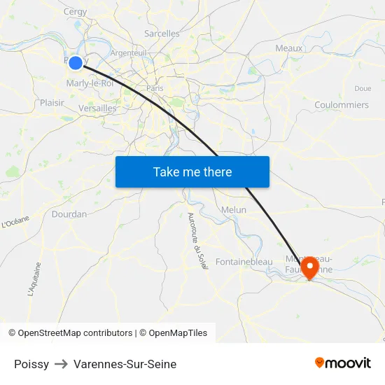 Poissy to Varennes-Sur-Seine map