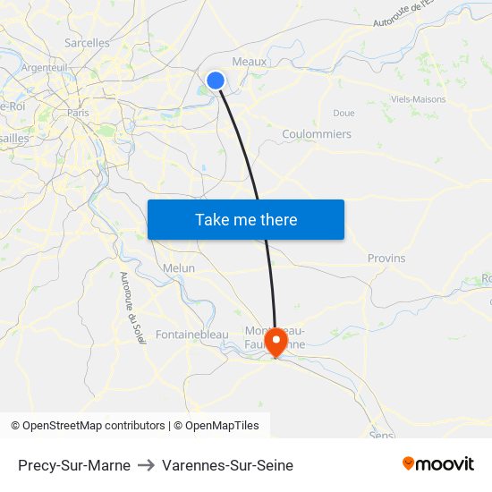 Precy-Sur-Marne to Varennes-Sur-Seine map