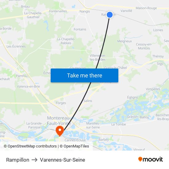 Rampillon to Varennes-Sur-Seine map