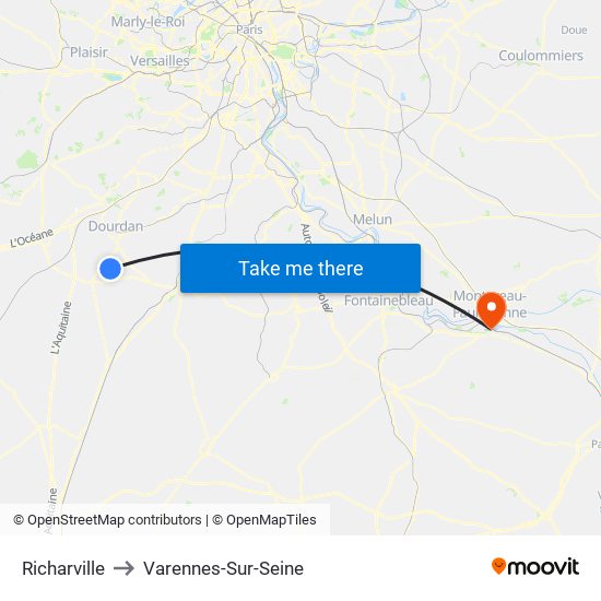 Richarville to Varennes-Sur-Seine map