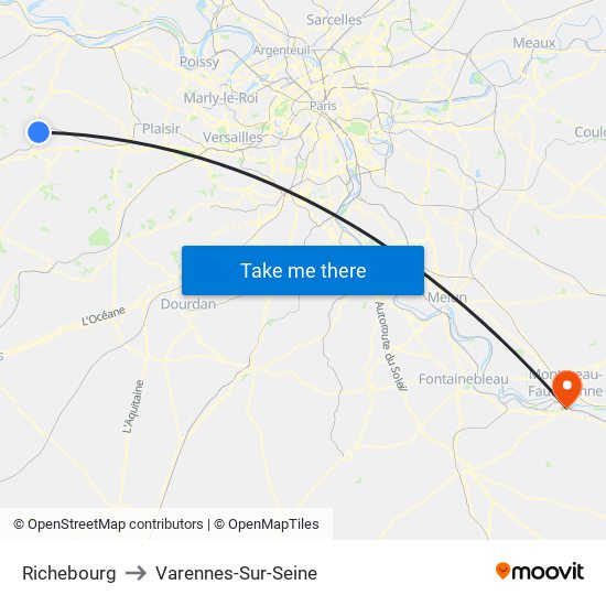 Richebourg to Varennes-Sur-Seine map