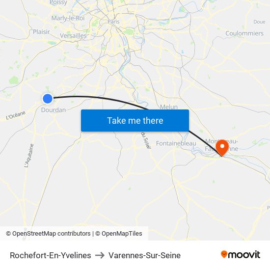 Rochefort-En-Yvelines to Varennes-Sur-Seine map