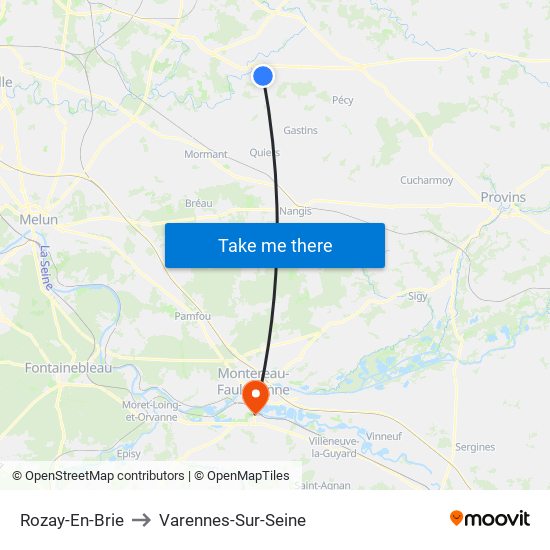 Rozay-En-Brie to Varennes-Sur-Seine map