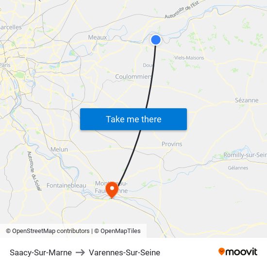 Saacy-Sur-Marne to Varennes-Sur-Seine map