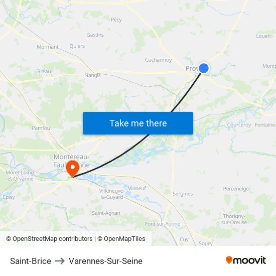 Saint-Brice to Varennes-Sur-Seine map