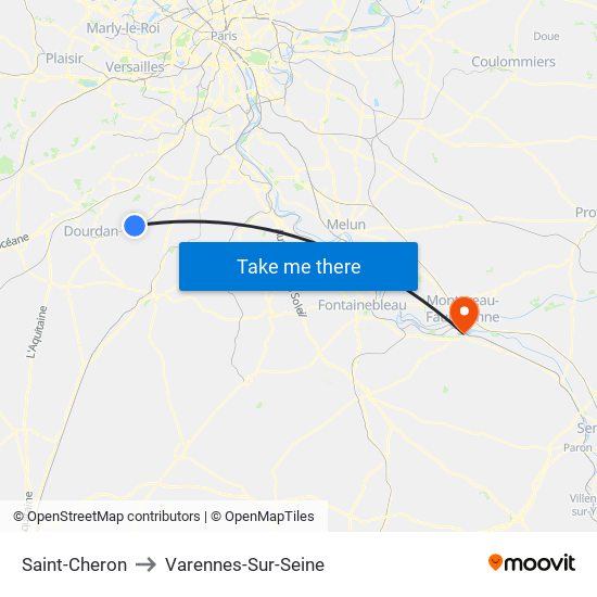 Saint-Cheron to Varennes-Sur-Seine map