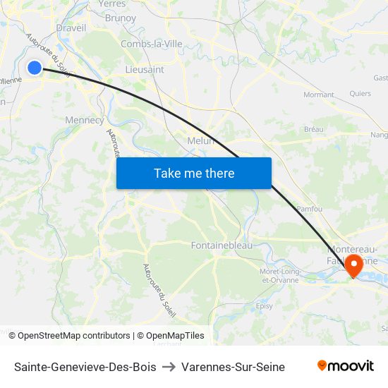 Sainte-Genevieve-Des-Bois to Varennes-Sur-Seine map