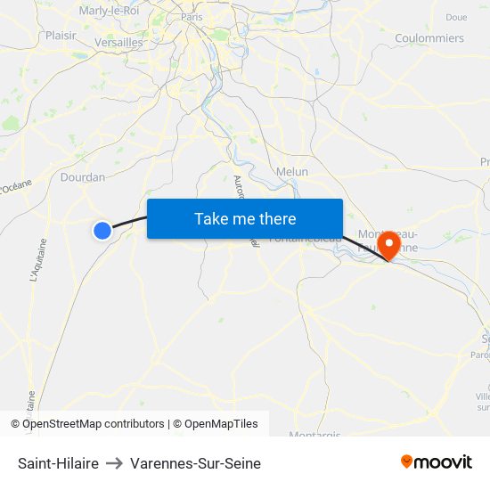 Saint-Hilaire to Varennes-Sur-Seine map