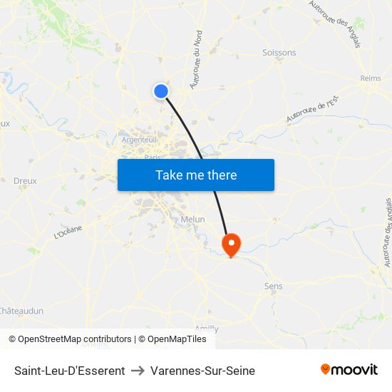 Saint-Leu-D'Esserent to Varennes-Sur-Seine map