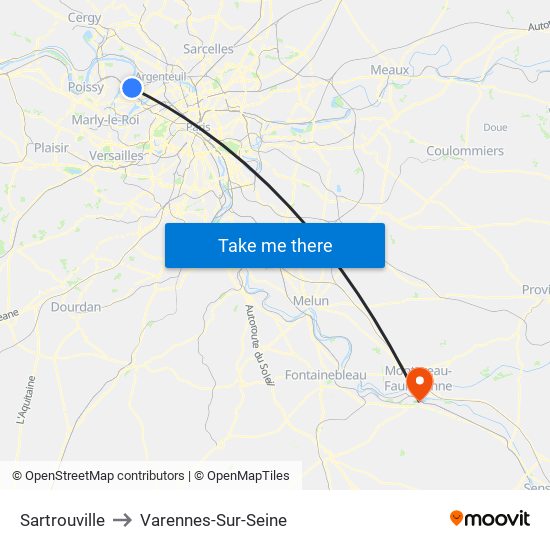 Sartrouville to Varennes-Sur-Seine map
