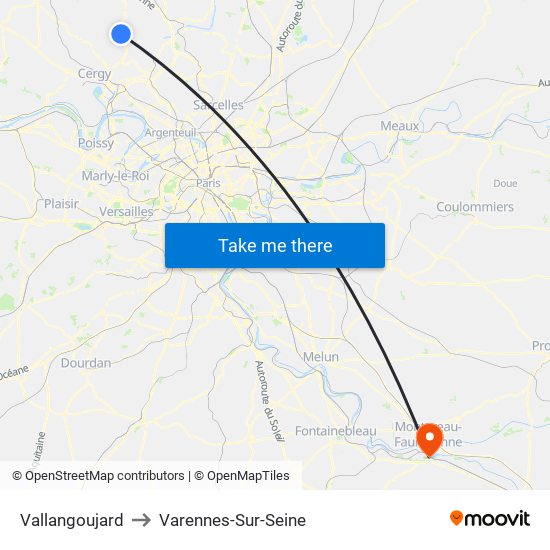 Vallangoujard to Varennes-Sur-Seine map