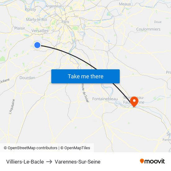 Villiers-Le-Bacle to Varennes-Sur-Seine map