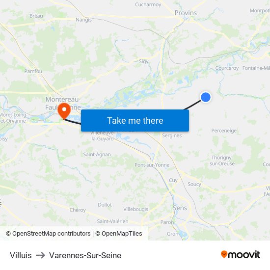 Villuis to Varennes-Sur-Seine map