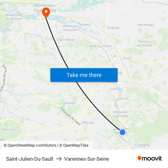 Saint-Julien-Du-Sault to Varennes-Sur-Seine map