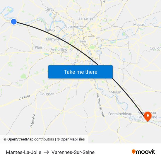 Mantes-La-Jolie to Varennes-Sur-Seine map