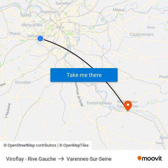 Viroflay - Rive Gauche to Varennes-Sur-Seine map
