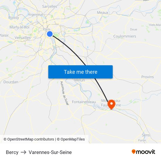 Bercy to Varennes-Sur-Seine map
