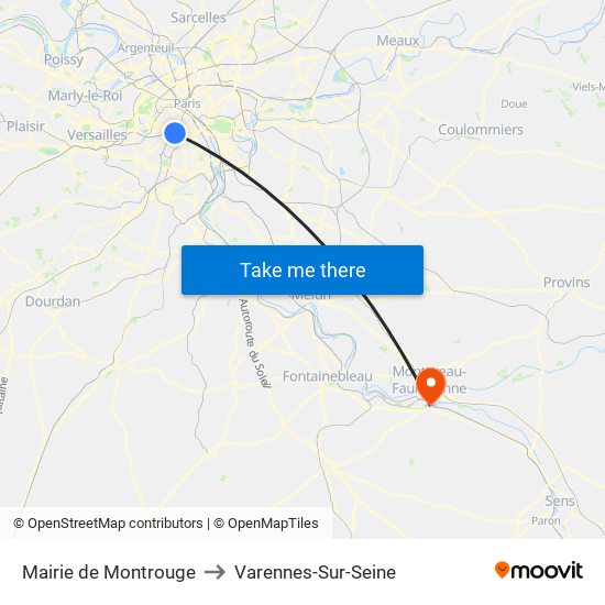 Mairie de Montrouge to Varennes-Sur-Seine map