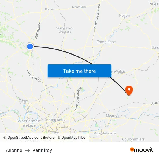 Allonne to Varinfroy map