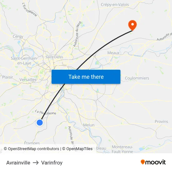 Avrainville to Varinfroy map