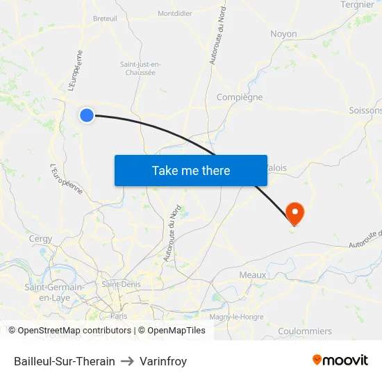 Bailleul-Sur-Therain to Varinfroy map