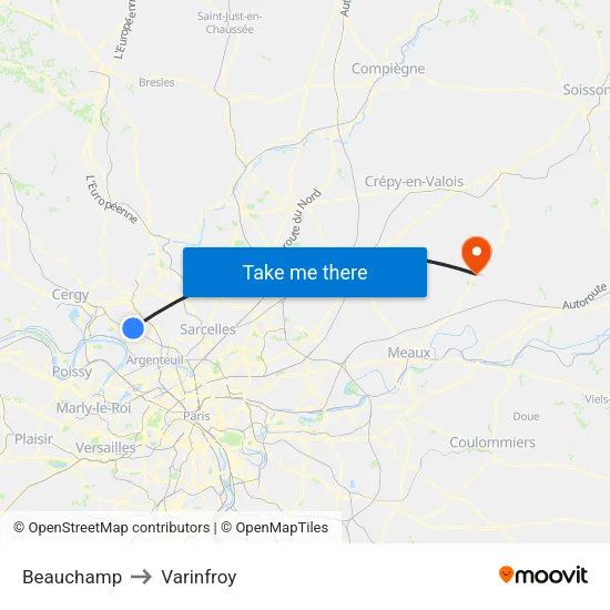 Beauchamp to Varinfroy map