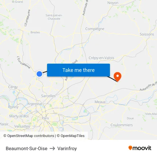 Beaumont-Sur-Oise to Varinfroy map