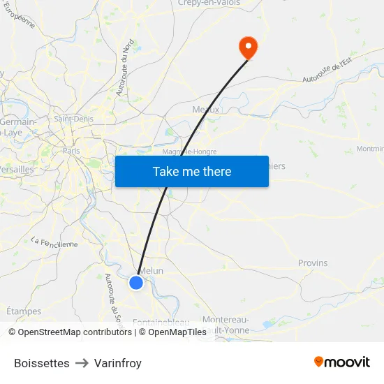 Boissettes to Varinfroy map