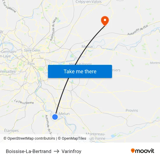 Boissise-La-Bertrand to Varinfroy map