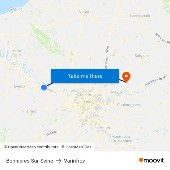 Bonnieres-Sur-Seine to Varinfroy map