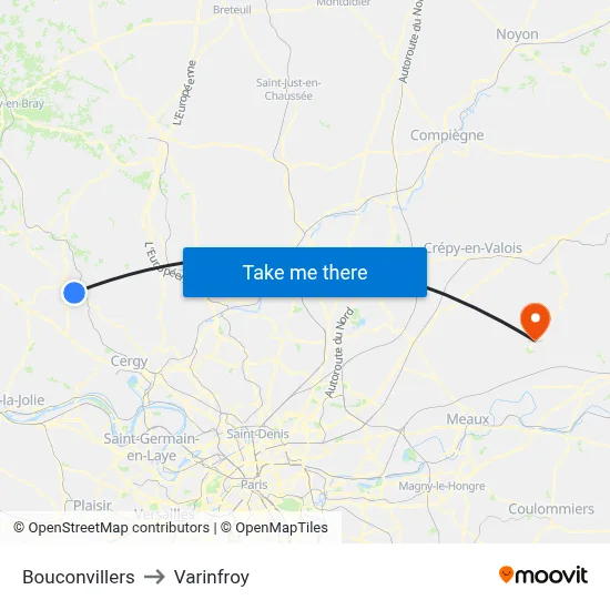 Bouconvillers to Varinfroy map