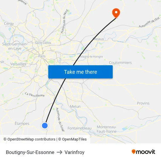 Boutigny-Sur-Essonne to Varinfroy map